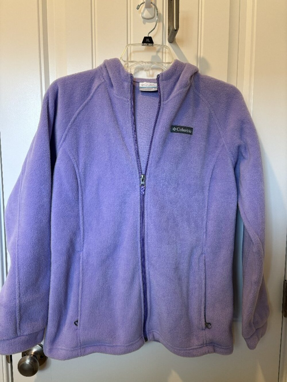 Columbia full zip hooded fleece jacket, lavender, girls' XL (18-20), like new.